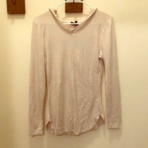 Very soft beige long sleeve tee with hoodie